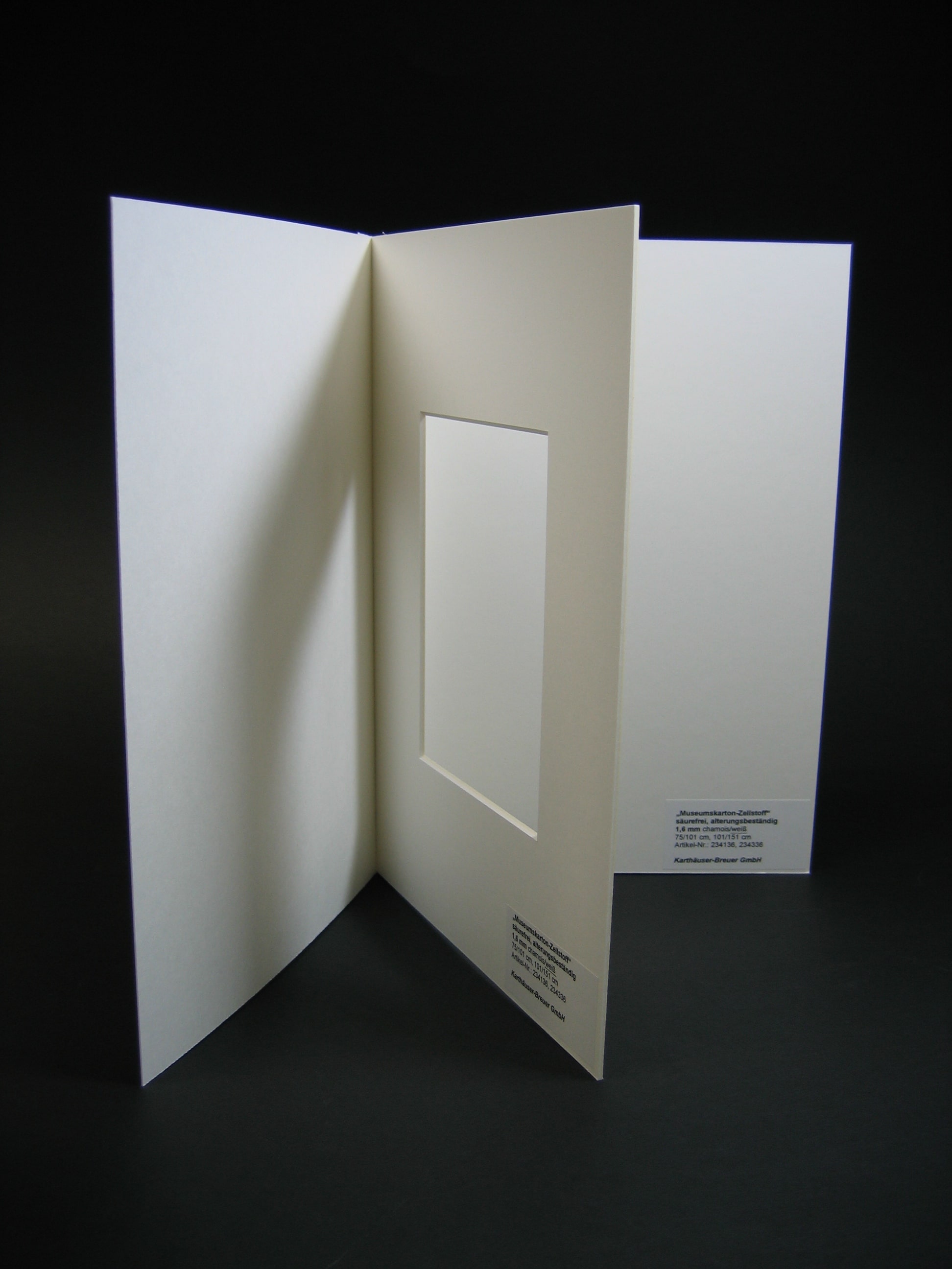 Ein Klapp-Passepartout in weiß aus 2,0 mm Museumskarton